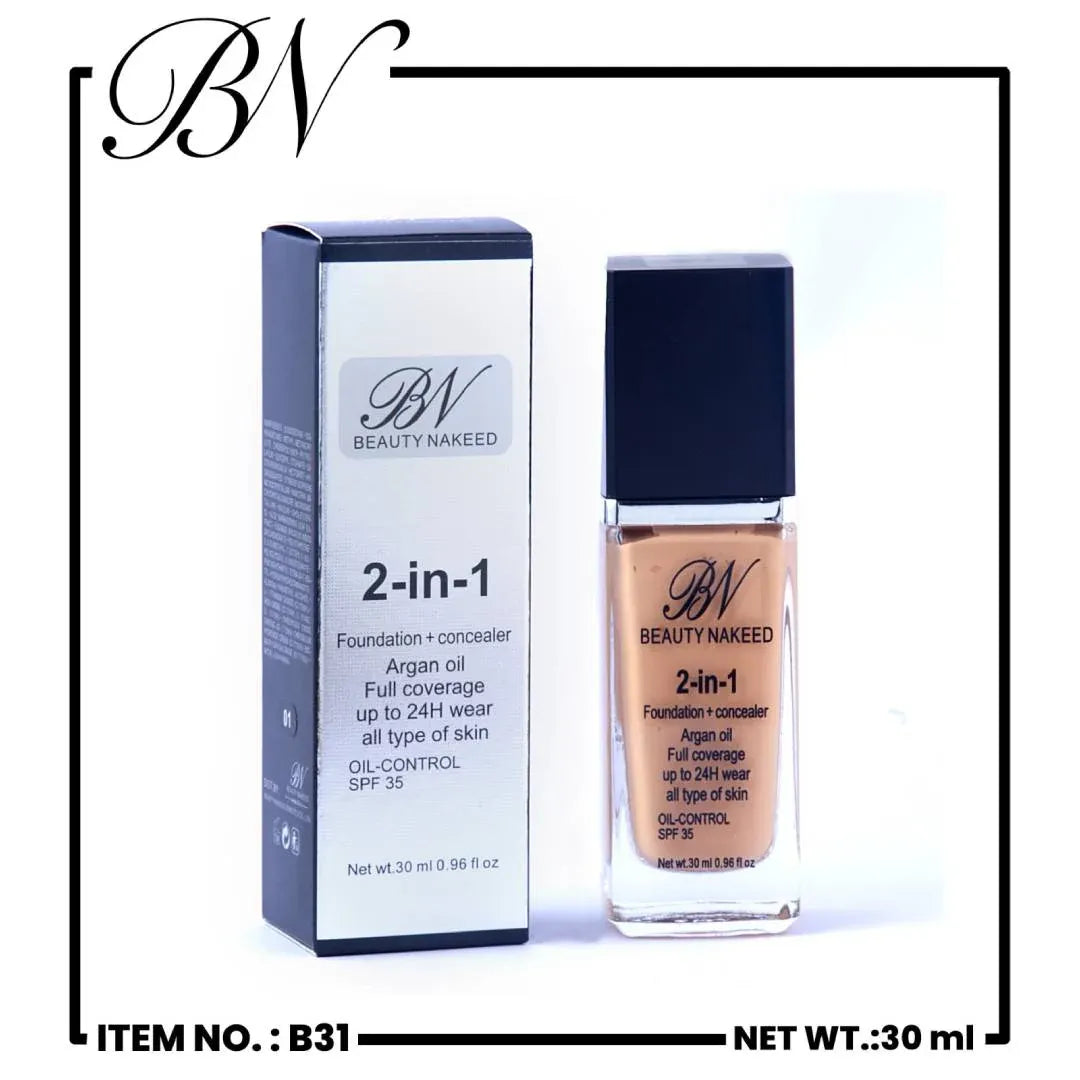 BN Beauty Nakeed 2-in-1 Foundation & Concealer with Argan Oil – SPF35