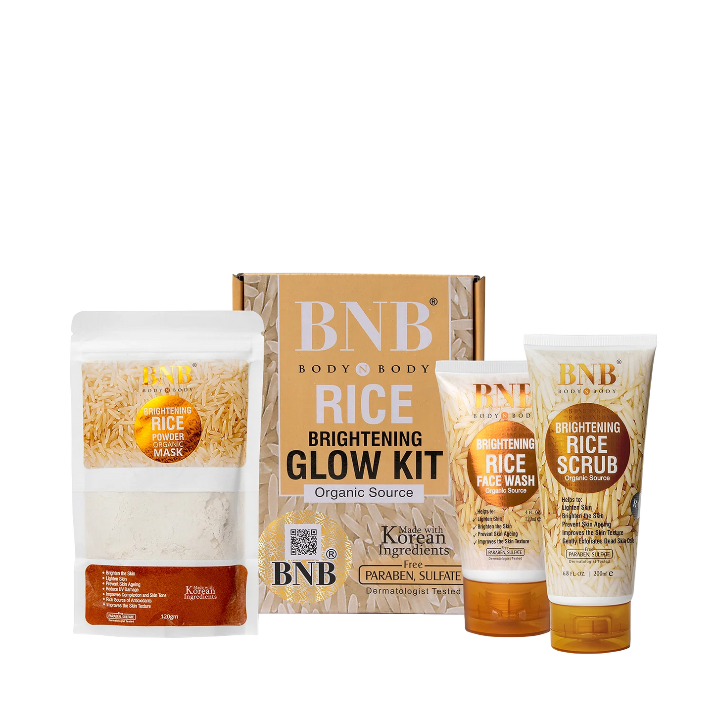 BNB Rice Brightening Glow Kit – 3-Step Skincare Set