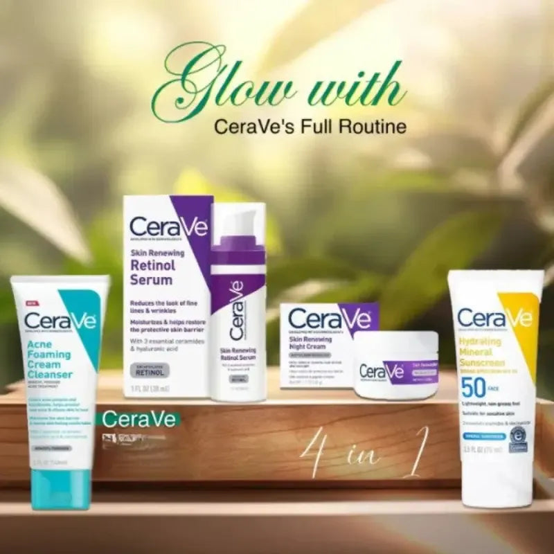 CeraVe 4 in 1 Skincare Kit – Cleanser, Moisturizer, Sunscreen & Hydration